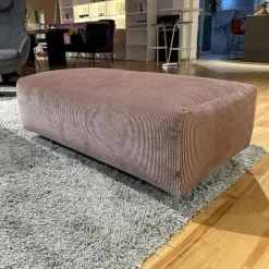 Sofa Moss Stoff 9075 Altrose Rosa Fuß Verchromt mit Hocker