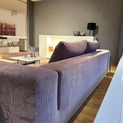 Sofa Moss Stoff 9075 Altrose Rosa Fuß Verchromt mit Hocker