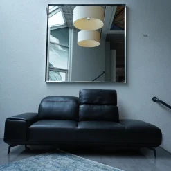 Sofa MR 2490 2-Sitzig Leder Z7399 Nachtschwarz Schwarz LK50 MR Fuß FC3 Metallfuß M99 Schwarz