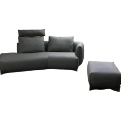 Sofa Naila Stoff 24919 Varese 19 Taupe Eichenfüße Matt mit Hocker