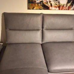 Sofa No 1 Elias Bezug Leder W10 L30 Grau Füße Chrom