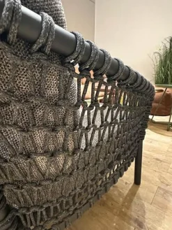 Sofa Ocean Large Polsterbezug Stoff Dark Grey Grau Gestell Aluminium Dark Grey Und Soft Rope Dark Grey Grau Inklusive Kissen