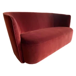 Sofa Ophelia Bezug Stoff Kastanie Rotbraun Gestell Massivholz