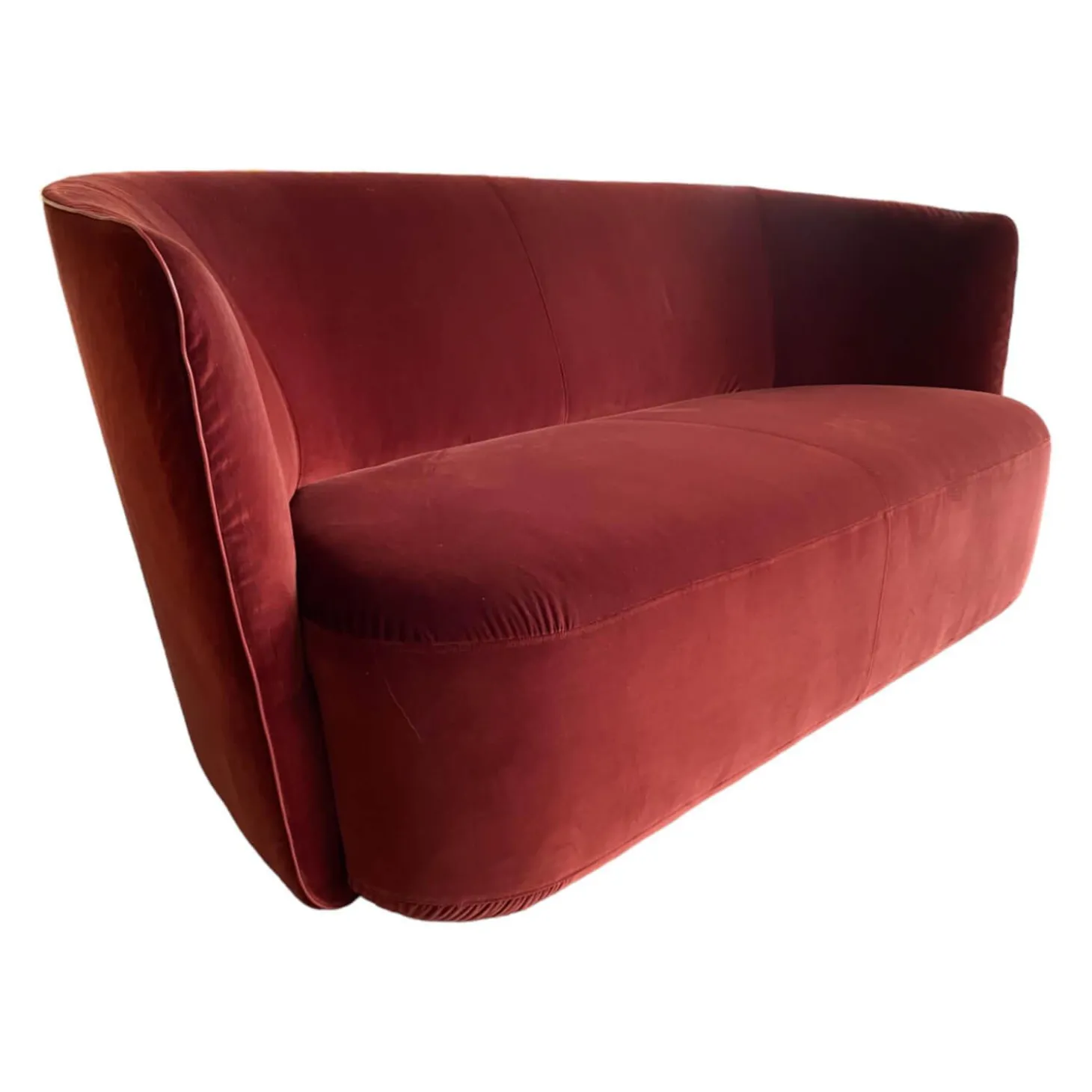 Sofa Ophelia Bezug Stoff Kastanie Rotbraun Gestell Massivholz