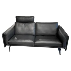 Sofa Panama 400 Bezug Leder K 250 100 Black Schwarz Rohrkufe Hochglanz Mit Kopfstütze