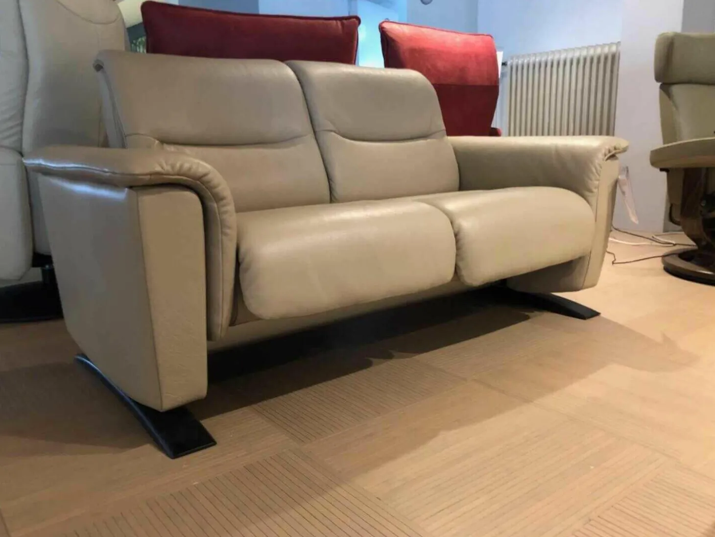 Sofa Panorama Zweisitzer Leder Beige