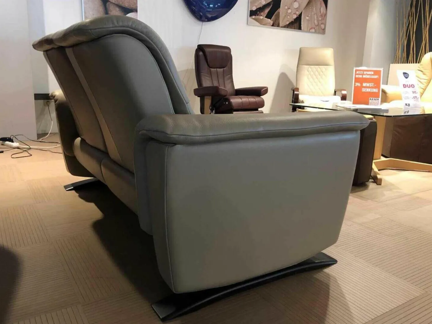 Sofa Panorama Zweisitzer Leder Beige