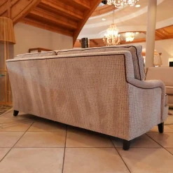 Sofa Passion Bezug Stoff Cam Emilia Beige Mehrfarbig Grau Keder Schwarz Holzfüße Eckig Ohne Rollen