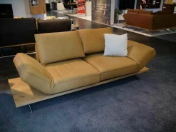 Sofa Phoenix Leder C-Revolution Mustard Plateau Wildeiche mit Drehstop
