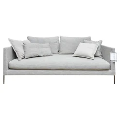 Sofa Pilotis Stoff 9208 Rauchgrau Füße Metall Verchromt Inklusive Rücken Und Wurfkissen