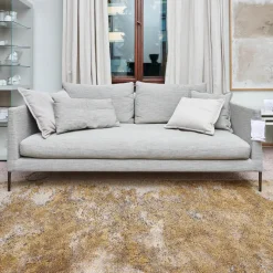 Sofa Pilotis Stoff 9208 Rauchgrau Füße Metall Verchromt Inklusive Rücken Und Wurfkissen