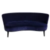 Sofa Polo Cocktail Nierenförmig Stoff City Velvet Reloaded CA7832/051 Blau Füße Massivholz Wengefarbig Gebeizt