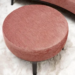 Sofa Polo Cocktail Stoff JAB Silas 1030 064 Rosa Gestell Esche Schwarz Gebeizt Mit Hocker