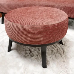 Sofa Polo Cocktail Stoff JAB Silas 1030 064 Rosa Gestell Esche Schwarz Gebeizt Mit Hocker