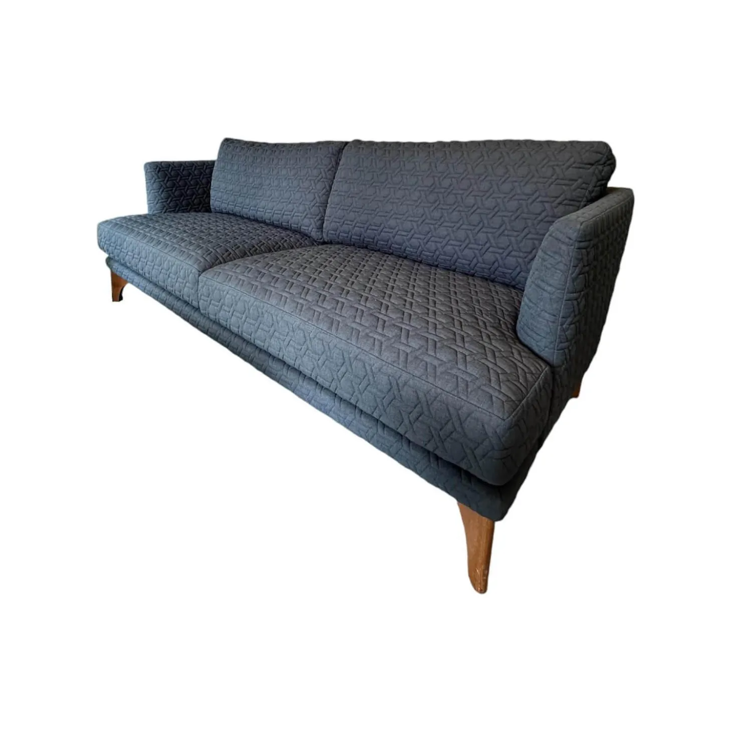Sofa Polo Living Stoff Chivasso Cape Town CH2998 083 Mittelblau Füße Nussbaum
