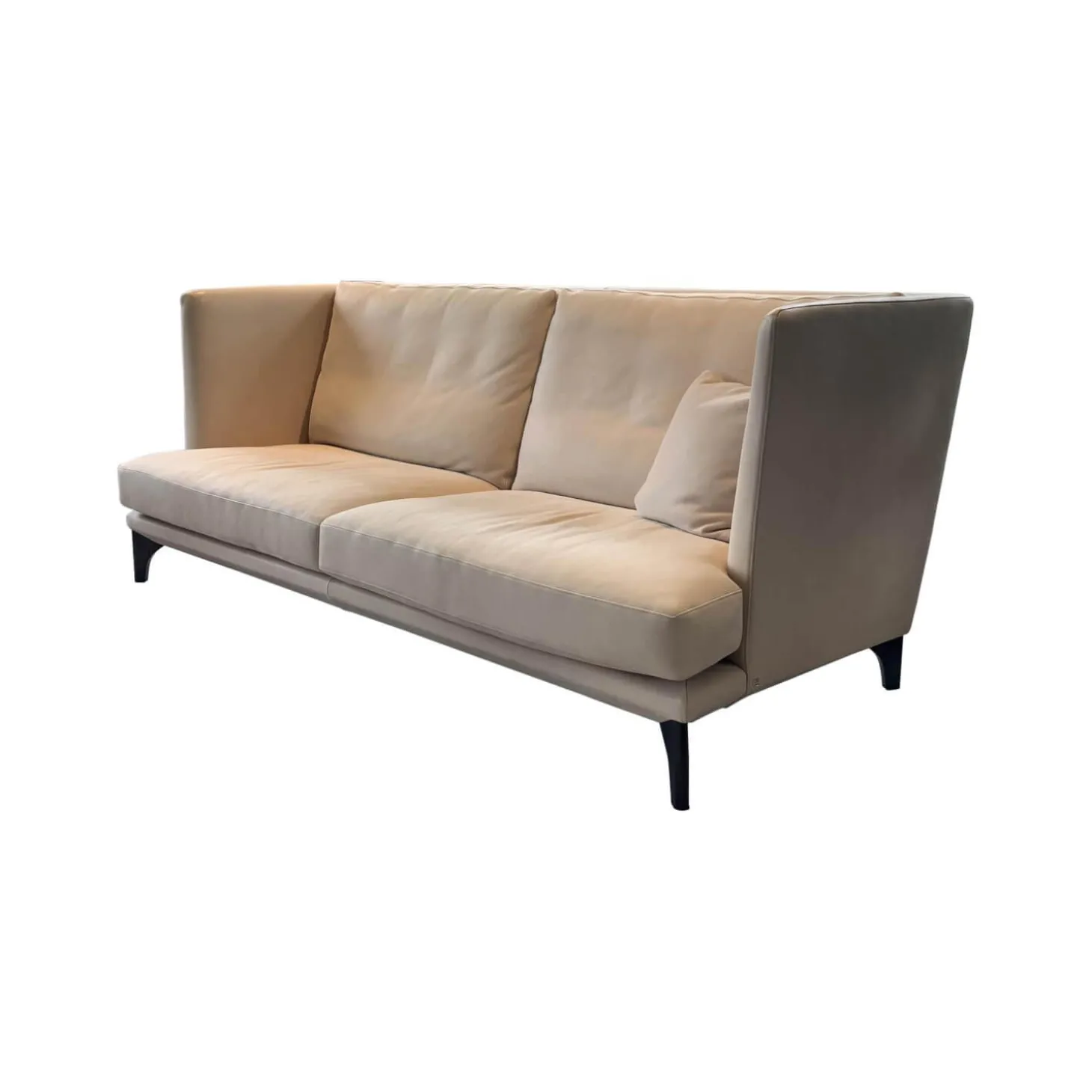 Sofa Polo Lounge Leder 2 Java Sand Füße Braun Gebeizt