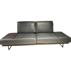 Sofa Ponte Leder Classic Pepper Anthrazit Gestell Metallkufen Schwarz Matt Inklusive Kissen