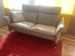 Sofa Porto Leder Pearl 42 Beige Weiß Füße 81 Hochglanz Inklusive Kissen