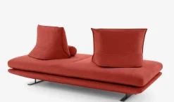 Sofa Prado Großer 2 Sitzer T120 Stoff Alcantara A Goya Red Rot Gestell Lack Schwarz