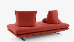 Sofa Prado Großer 2 Sitzer T120 Stoff Alcantara A Goya Red Rot Gestell Lack Schwarz