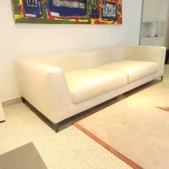 Sofa Ray Bezug Stoff Adria Ecru 2521102 Beige Füße Nickel Bronzefarben Lackiert Inklusive Kissen