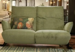 Sofa Rockfrog 0821 Stoff Manchester Jade Grün Untergestell Metall Schwarz mit motorischer Verstellfunktion