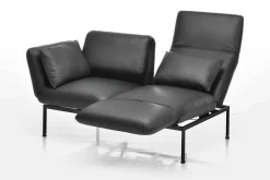 Sofa Roro Medium Leder Glove Schwarz Gestell Schwarz Pulverbeschichtet Inklusive 2 Drehsitze