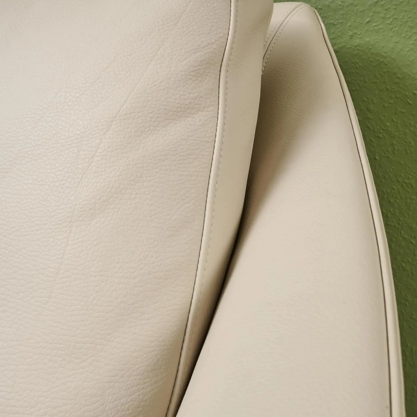 Sofa Saloni Leder Normandie Kiesel BW 0140 020 Beige Gestell Eiche Wengefarbig