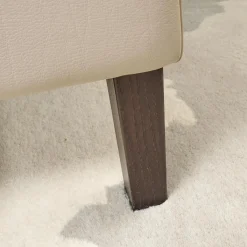 Sofa Saloni Leder Normandie Kiesel BW 0140 020 Beige Gestell Eiche Wengefarbig