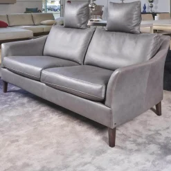 Sofa Saloni Leder Provence Schiefer Grau Mit 2 Nackenkissen