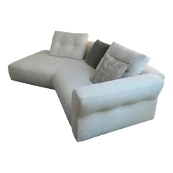 Sofa Sengu Bold 565 A2 Stoff L Look Bianco Beige Weiß Mit Halbinsel Links Und Rückenkissen