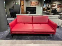 Sofa 2-Sitzer Waldkirchen R Leder 33 Longlife Soft Chianti Rot Gestell Metall Anthrazit Pulverbeschichtet