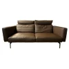Sofa Smart Bezug Leder Rancho Tobacco Braun Flachstahlfuß Chrom Glanz Mit Schwenkbaren Armteilen