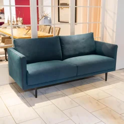 Sofa Sob 133/202 Stoff 4097 Grünblau Stahlfuß Massiv Schwarz