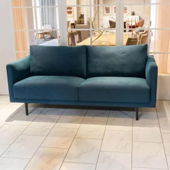 Sofa Sob 133/202 Stoff 4097 Grünblau Stahlfuß Massiv Schwarz