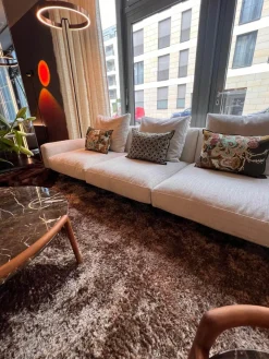 Sofa Softdream Stoff Crem Hellgrau Mix Inklusive Kissen