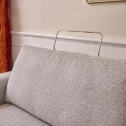 Sofa Spirit Bezug Mara 1763 181 Grau Chromfüße Und Holzsockel In Taupe mit 2 Kissen