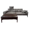 Sofa Spirit Stoff Carlucci True Soul 1570 024 Grau Blende Leder Provence Negro Schwarz Metallfuß Bronze Schwarz Mit Hocker