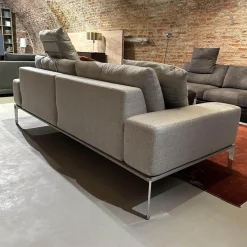Sofa Spirit Stoff JAB Xantos 1 1362 093 Grau Gestell Platingrau Lackiert Metallfuß Chrom Mit Rückenverstellung Und Kissen