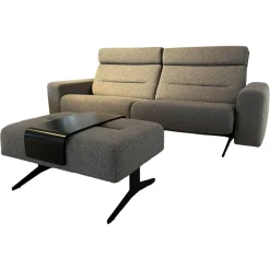 Sofa Stella Bezug Stoff Erica 596 Grey 12 Grau Gestell Metall Schwarz Inklusive Zwei Kopfstützen