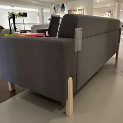 Sofa Sticky Bezug Stoff Steppe 83 Grau Hohe Rückenlehne Füße Eiche Kreideweiß