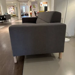 Sofa Sticky Bezug Stoff Steppe 83 Grau Hohe Rückenlehne Füße Eiche Kreideweiß