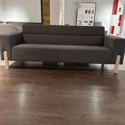 Sofa Sticky Bezug Stoff Steppe 83 Grau Hohe Rückenlehne Füße Eiche Kreideweiß