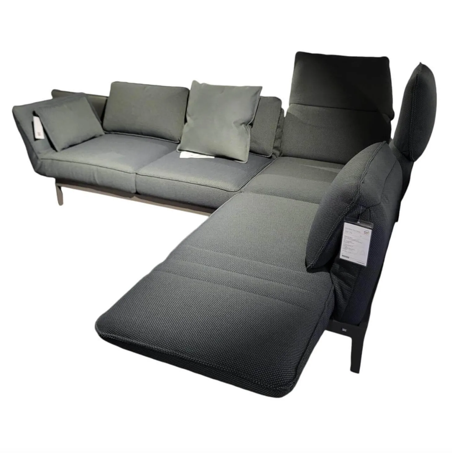 Sofa Stoff 24 516 Flaschengrün Grün Grau Gestell Stahl Feinstruktur RAL 7022 Umbragrau Pulverbeschichtet Matt