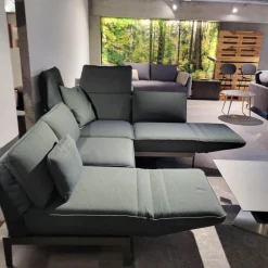 Sofa Stoff 24 516 Flaschengrün Grün Grau Gestell Stahl Feinstruktur RAL 7022 Umbragrau Pulverbeschichtet Matt