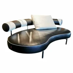 Sofa Supermax Leder Pelle N412 Schwarz Rückenlehne Schwarz Weiß Gestell Metall Brüniert