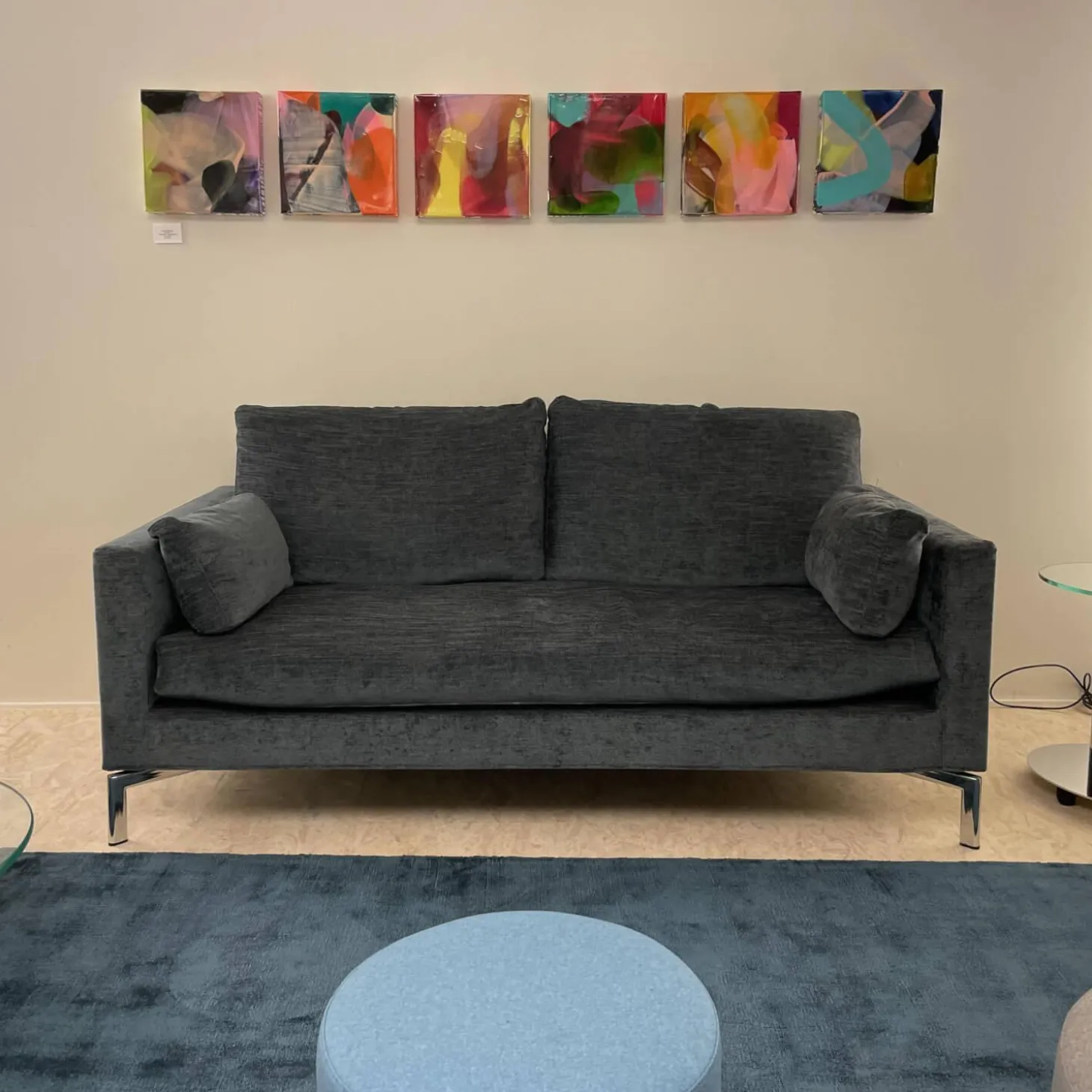 Sofa Swing 92 Stoff Grau Gestell Metall