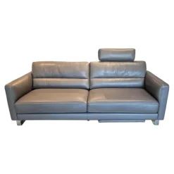 Sofa Tino Leder 80 Nachtgrau mit Kopfstütze und Fußteil