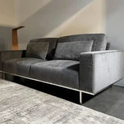 Sofa Und Hocker Airy Bezug Stoff 2813.95 Anthrazit Gestell Metall Chrom Glänzend