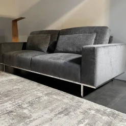 Sofa Und Hocker Airy Bezug Stoff 2813.95 Anthrazit Gestell Metall Chrom Glänzend
